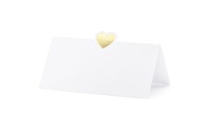 Partydeco Tischkarten Herz gold, 10 x 5 cm, 10 Stück