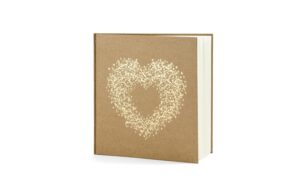 Partydeco Gästebuch Herz braun/gold, 20.5 x 20.5 cm, 22 Seiten