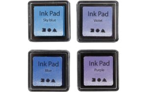 Creativ Company Stempelkissen Ink Pad 4 Stück, 3.5 x 3.5 cm, auch für Textilien
