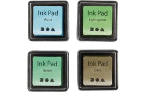 Creativ Company Stempelkissen Ink Pad 4 Stück, 3.5 x 3.5 cm, auch für Textilien
