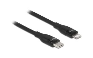 Delock USB Type-C zu Lightning, 0.5m Schwarz, MFi, für iPhone, iPad und iPod