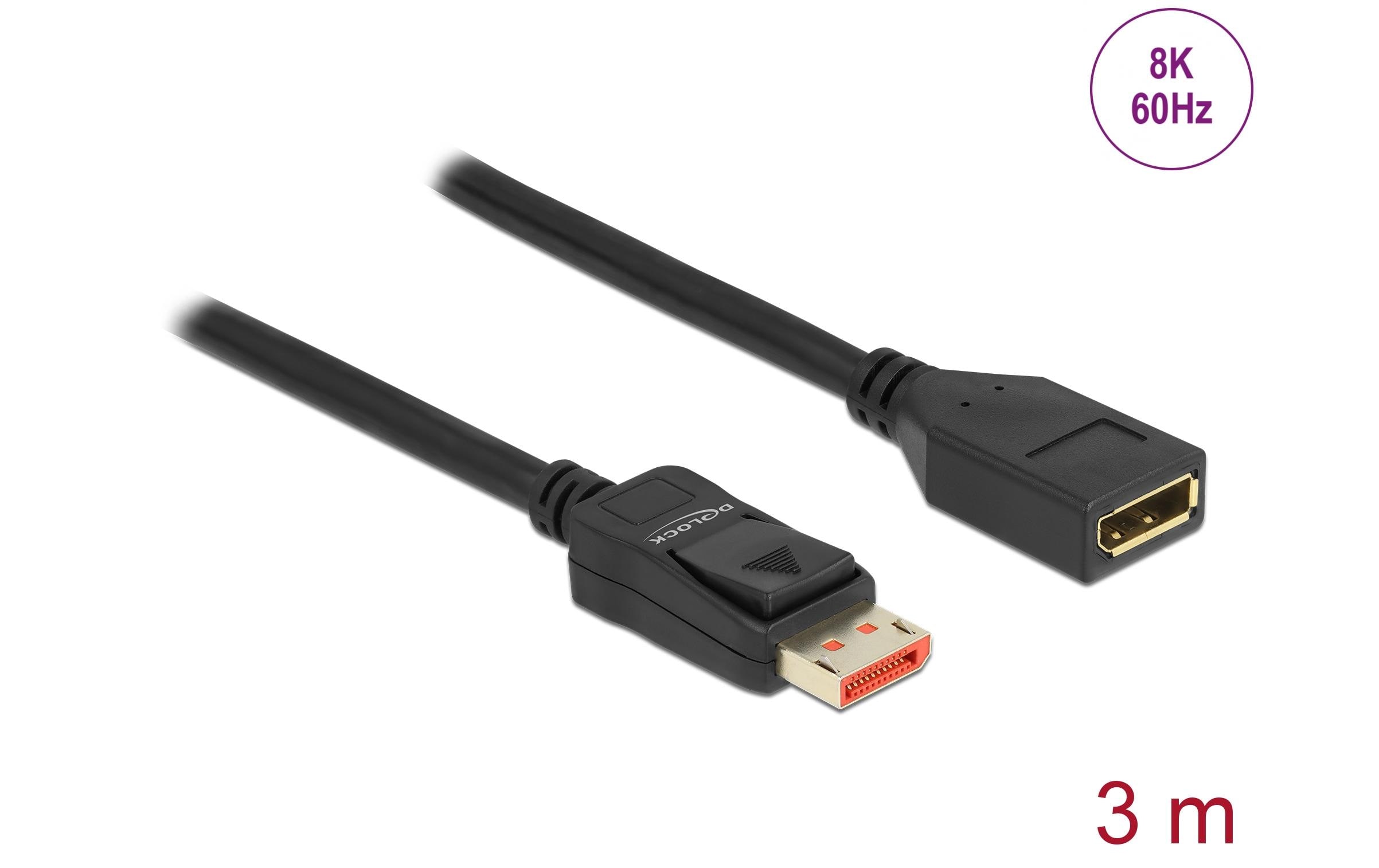 1295572_1 - Mediatech Delock DisplayPort Verlängerungskabel Stecker zu Buchse, 8K 60Hz, 3m