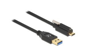 Delock USB3.2 Gen1 Kabel Typ-A zu C, 1.5m Stecker/Stecker, schwarz, Schraube oben