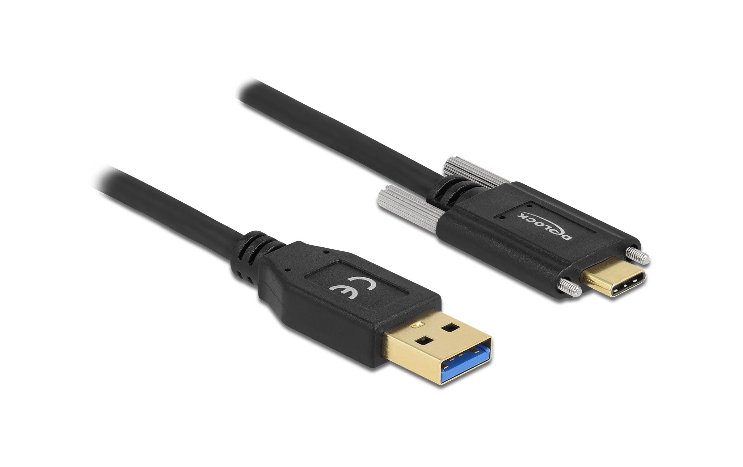 Delock USB3.2 Gen2 Kabel Typ-A zu C, 0.5m Stecker/Stecker, Schraube seitlich,10Gbps