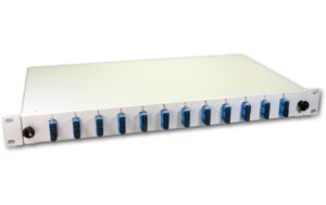 Lightwin 19 1HE Spleissbox, Singlemode,OS2 12x DSC SM Kupplung blau, 2x12 SC/UPC Pigta