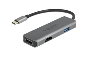 Delock USB Type-C zu Dual HDMI Adapter 4K 60Hz, USB Port, 15cm