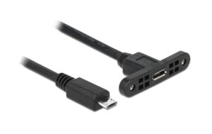 Delock Kabel USB 2.0 Micro-B zum Einbau Buchse-Stecker, 1m, schwarz