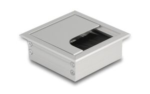 Delock Kabeldurchführung für Tischeinbau mit Bürste 80x80x28mm, silber