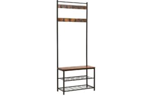 Vasagle Garderobe aus Holz und Metall 70x32x175 cm, Traglast 80 kg,Haken 3kgTragl
