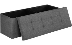 Songmics Polsterbank Grau, Leinen, MD 110x38x38x cm (BxHxT), Traglast 300 kg