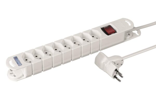 1309821 - Mediatech STEFFEN Steckerleiste VARIABL, 8xT13 Mister T, 3m Kabel, weiss, 320° kaufen Schweiz | Mediatech.ch