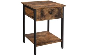 Vasagle Beistelltisch mit Schublage &Ablage 40x40x55 cm (LxBxH), Traglast 20/10/10kg