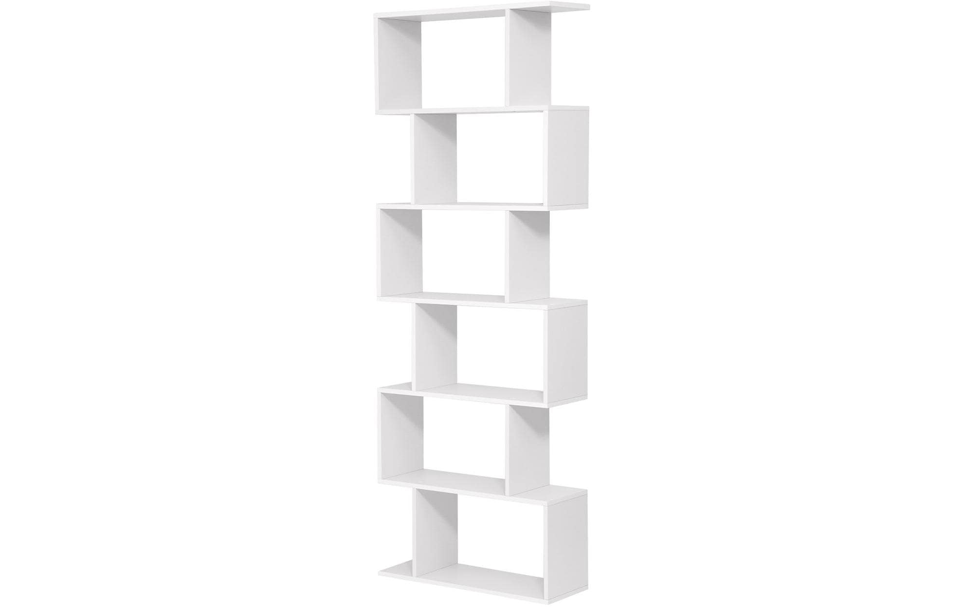Vasagle Regal Zick-Zacck, Weiss, 6 Ebenen 70x24x190.5 cm Traglast pro Ebene 10 kg