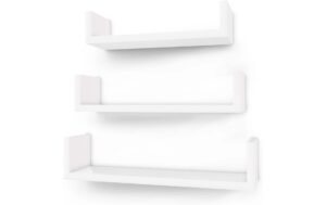 Songmics Wandregal Weiss, 3er Set, Holz Masse: 30 / 35 / 40 cm