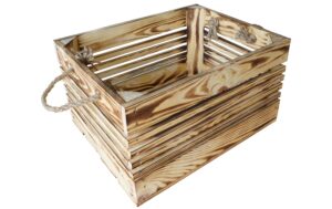 Holz Zollhaus Holzkiste mit Kordel,geflammt Kiefer, 21x30x38 cm, FSC 100%