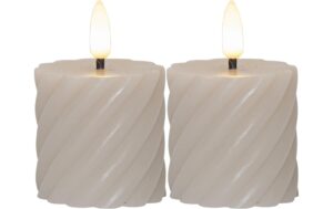 Star Trading LED Pillar Kerze Flamme Swirl 0.03W, IP20, Beige, 2er Pack