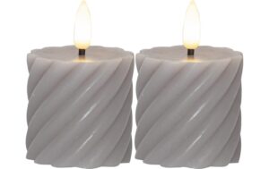 Star Trading LED Pillar Kerze Flamme Swirl 0.03W, IP20, Grau, 2er Pack