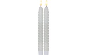 Star Trading LED Dinner Kerze Flamme Swirl 0.03W, IP20, Weiss, 2er Pack