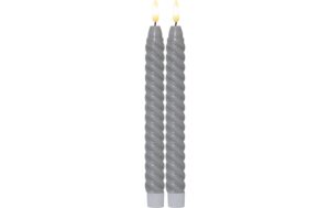 Star Trading LED Dinner Kerze Flamme Swirl 0.03W, IP20, Grau, 2er Pack
