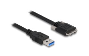 USB3.0 Kabel, A-Stecker zu Micro-B-Stecker mit Schraube, 2m, schwarz