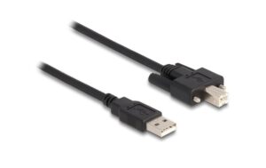 USB2.0 Kabel, A-Stecker zu Typ-B-Stecker mit Schraube, 0.5m, schwarz