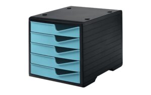 Styro Styroswingbox  mit 5 Schubladen Gehäuse Schwarz, Schubladen Aqua