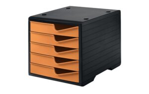 Styro Styroswingbox  mit 5 Schubladen Gehäuse Schwarz, Schubladen Apricot