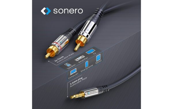 Sonero 2x Cinch auf 3.5mm Audio Kabel 15.00m, Stecker <-> Stecker