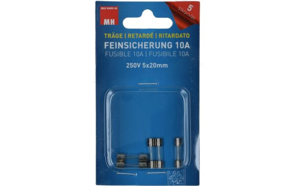 Max Hauri Feinsicherung 10A  5x20mm träge, 5 Stk.