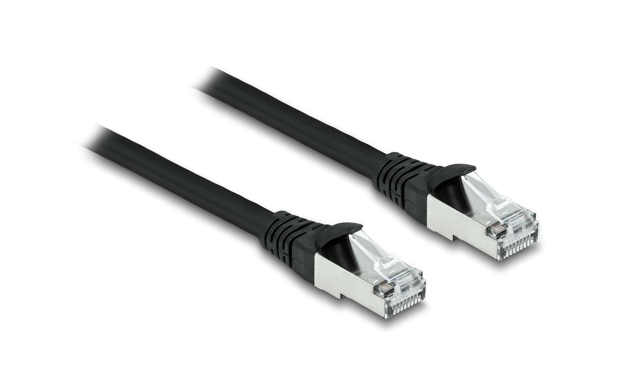 Delock Netzwerkkabel RJ45 Cat.6A S/FTP PUR Outdoor, 1m, schwarz