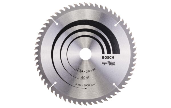 1338597 - Mediatech Bosch Professional Kreissägeblatt Optiline Wood, 254x30x2,8mm, 60