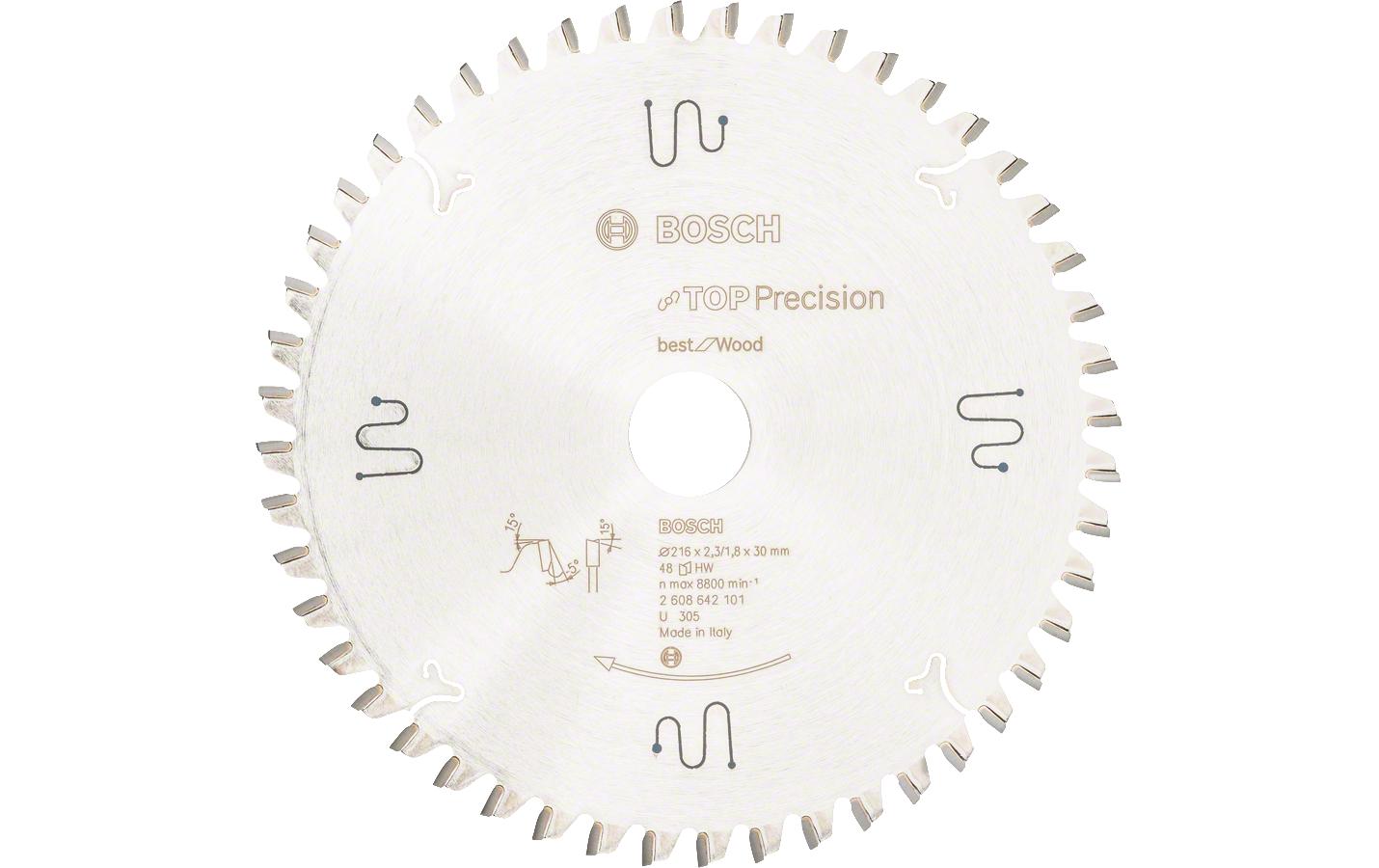 Bosch Professional Kreissägeblatt Top Precision Best Wood, 216x30x2,3mm, 48