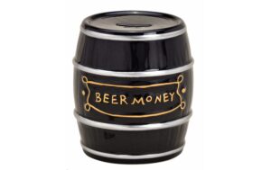 Spardose Fass, Beer Money, Keramik, schwarz B13xH14xT13cm