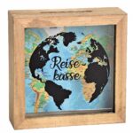 Spardose Reisekasse aus Holz/Glas braun B15xH15xT5cm
