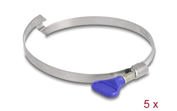 1340663_1 - Mediatech Delock Schlauchschellen 80-100mm, 5 Stück Edelstahl 400, Brücke links & Mutter, Blau