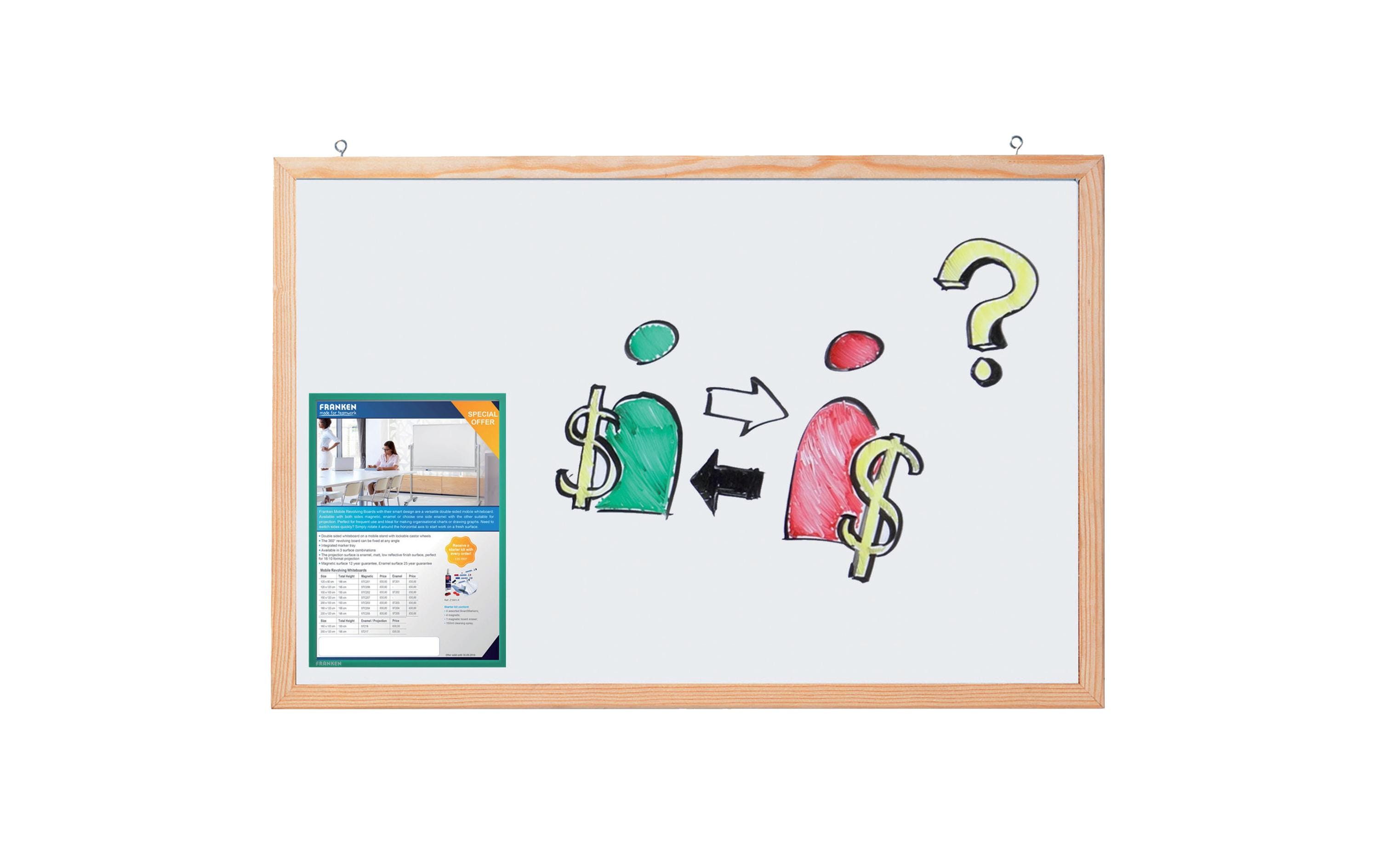 1343224_3 - Mediatech Franken Whiteboard Memoboard 40 x 60, Weiss