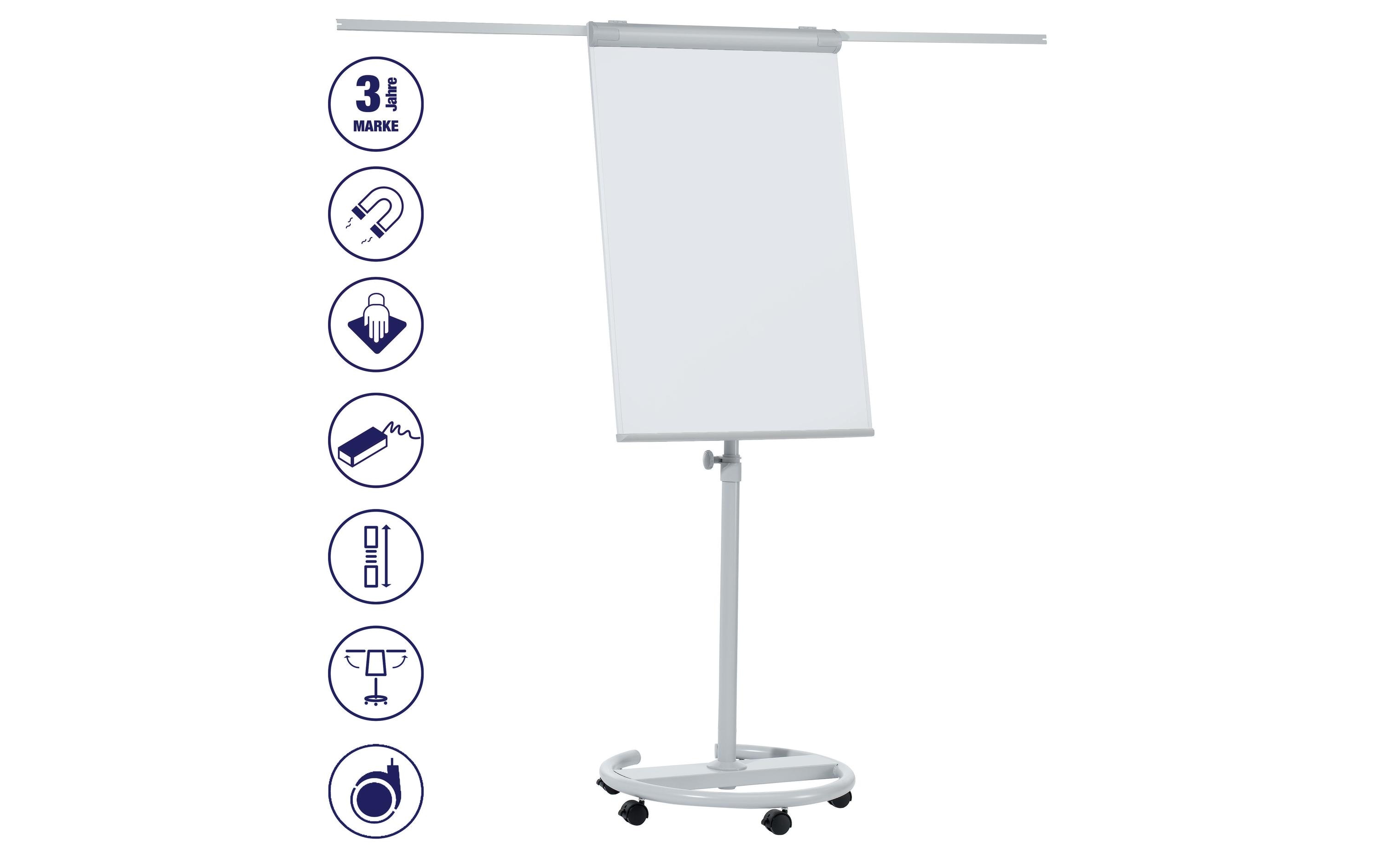 1343277_1 - Mediatech FRANKEN Flipchart ECO Mobil mit Laufrollen + 2 Seitenarmen, 68 x 105 cm