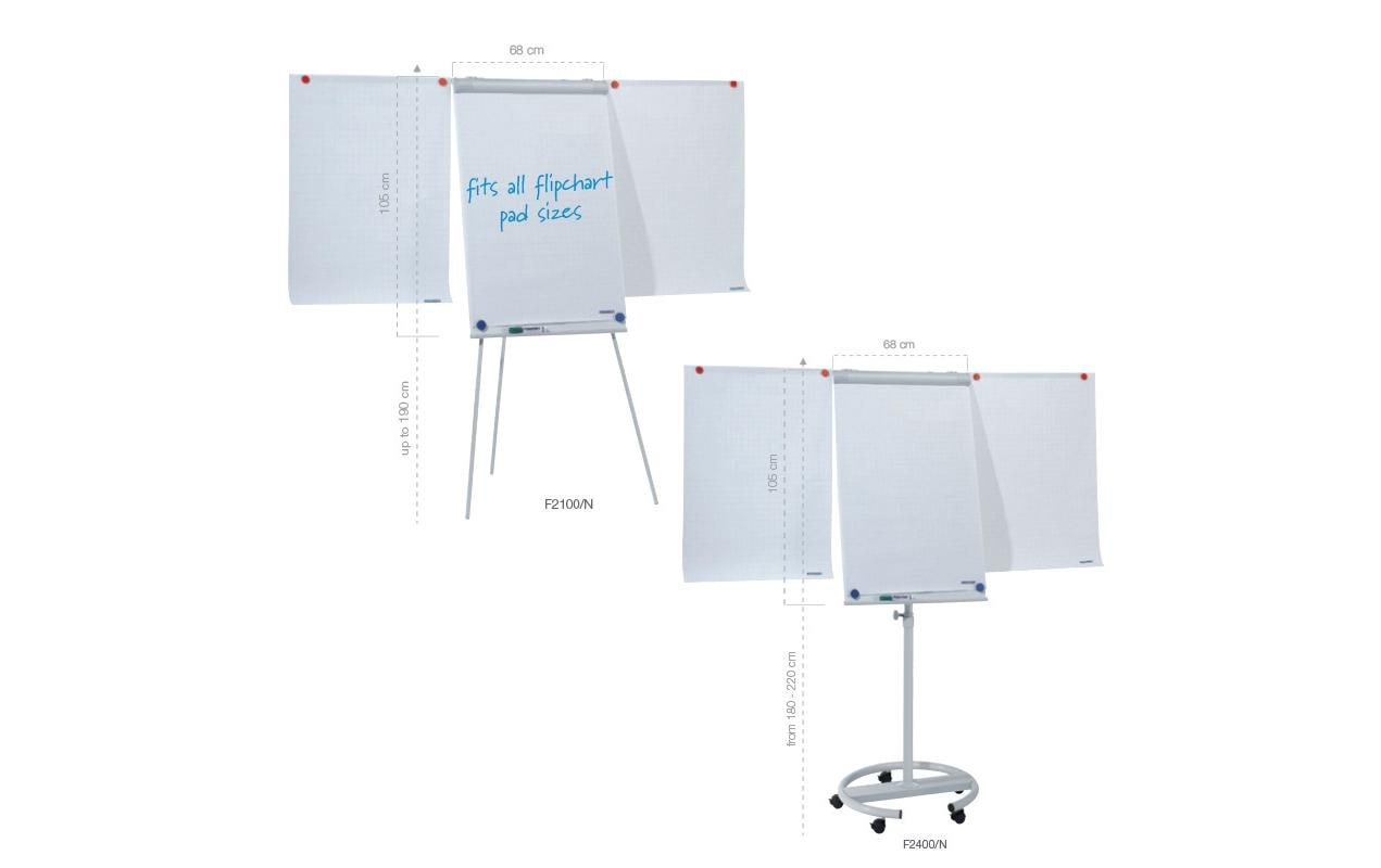 1343277_3 - Mediatech FRANKEN Flipchart ECO Mobil mit Laufrollen + 2 Seitenarmen, 68 x 105 cm