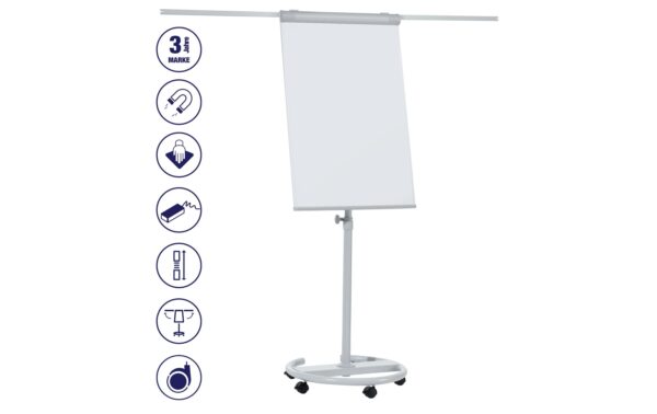 1343277_4 - Mediatech FRANKEN Flipchart ECO Mobil mit Laufrollen + 2 Seitenarmen, 68 x 105 cm