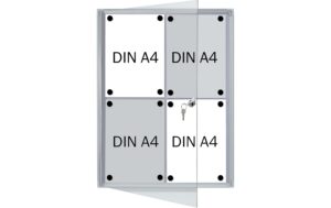 FRANKEN Schaukasten X-tra!Line für 4x A4 extraflach, magnetisch, für den Innenbereich