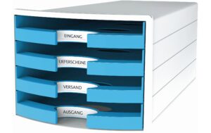 HAN Schubladenbox IMPULS A4/C4, 4 offene Schubladen hellblau