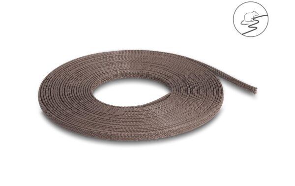 1349324_1 - Mediatech Delock Geflechtskabelschlauch, 5mx3mm nagerfest, dehnbar, Braun