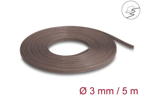 1349324_2 - Mediatech Delock Geflechtskabelschlauch, 5mx3mm nagerfest, dehnbar, Braun