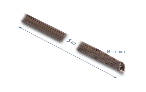 1349324_3 - Mediatech Delock Geflechtskabelschlauch, 5mx3mm nagerfest, dehnbar, Braun