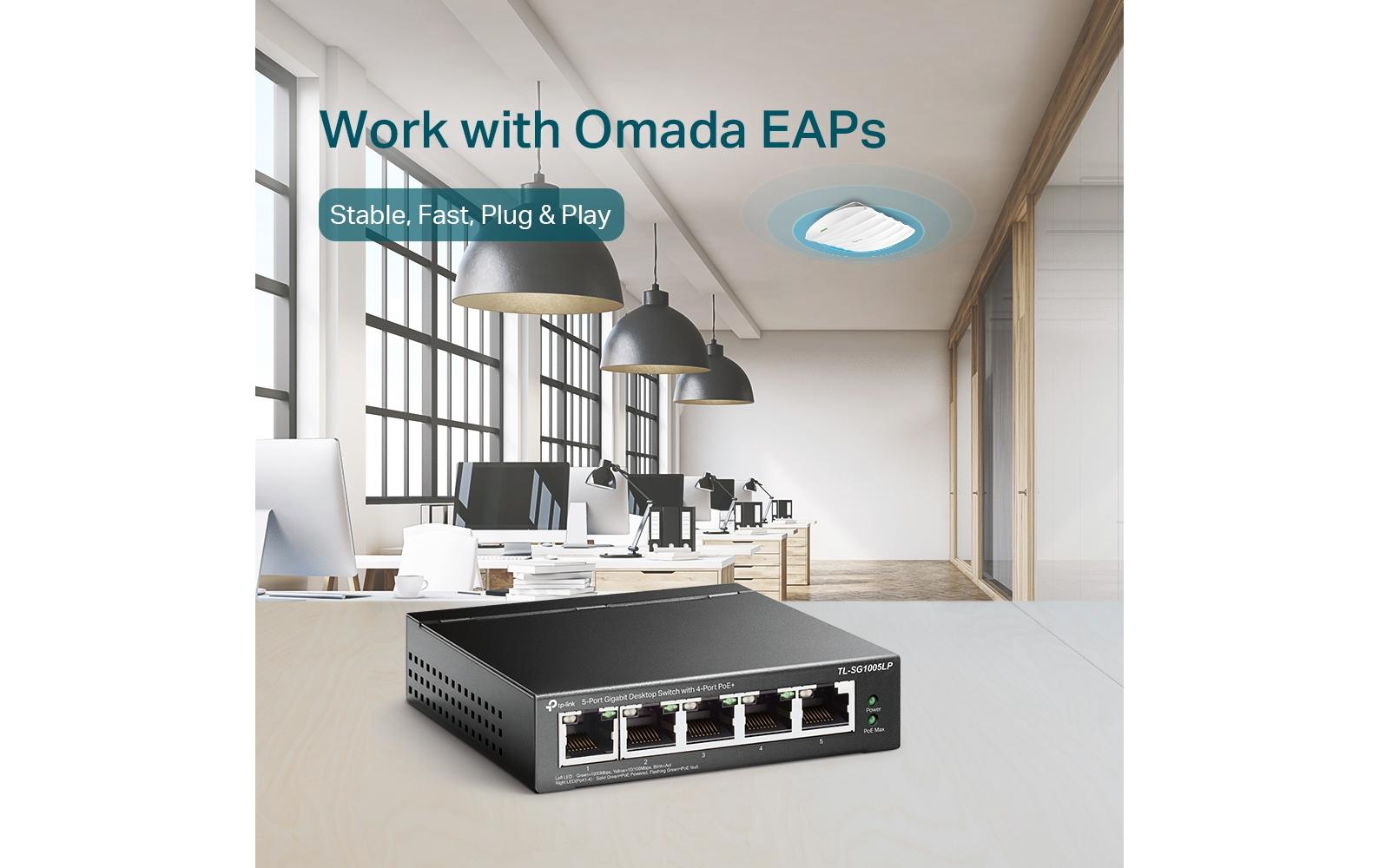 1353614_4 - Mediatech TP-Link TL-SG1005LP:5 Port Desk PoE+ Switch 5x GE Ports, 4x PoE+, 40W PoE+ Budget