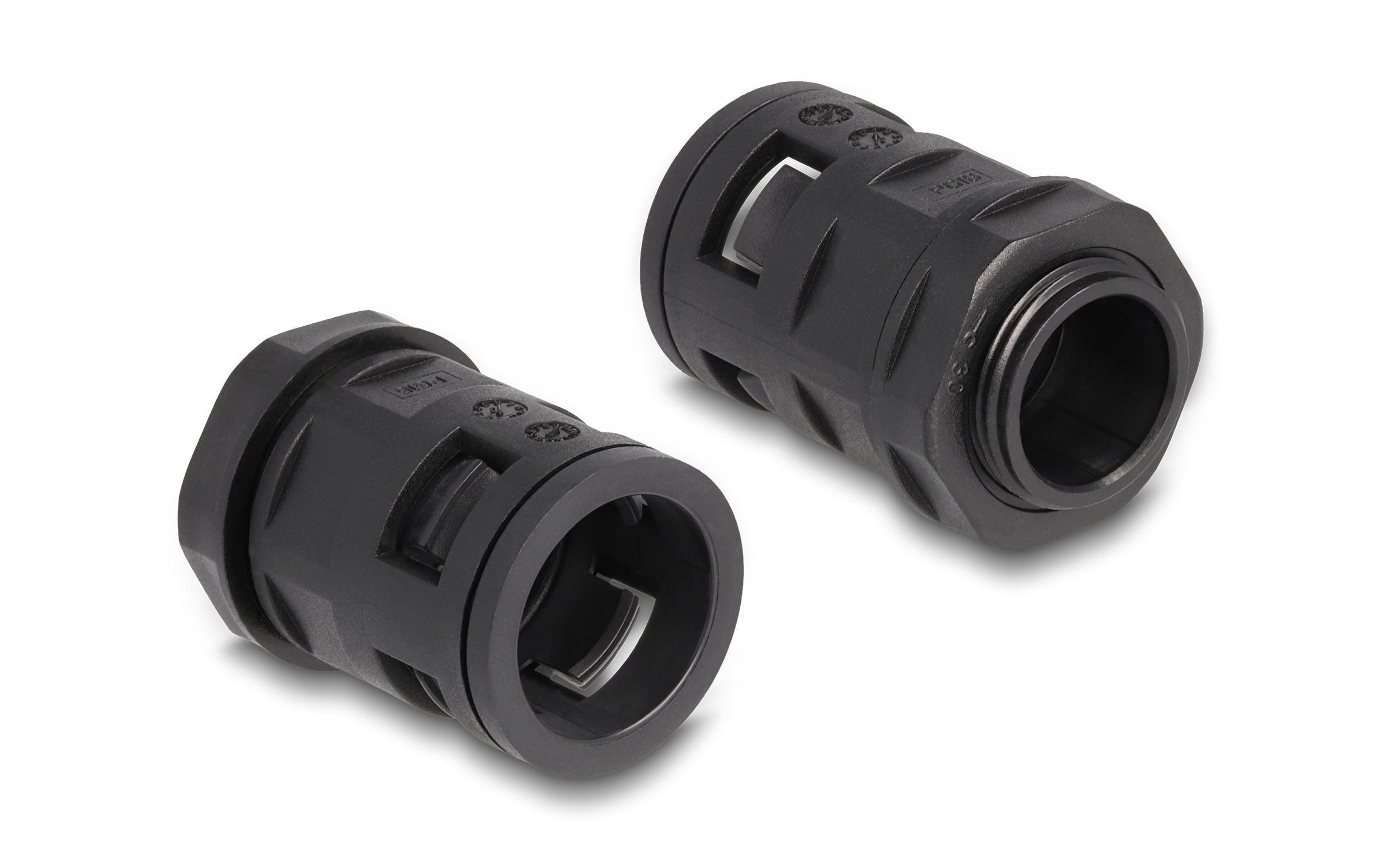 1354539_2 - Mediatech Delock Kabelschutzschlauch, 2mx21.2mm PG16, Schlauchverschraubung Set, schwarz