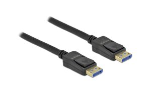 Delock DisplayPort Kabel 8K 60Hz, 40Gbps 3x Geschirmt, schwarz, 5m