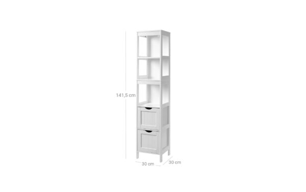 1375228_2 - Mediatech Vasagle Schrank Landhausstil, Weiss MDF, 30x30x141.5 cm, Traglast max. 15 kg