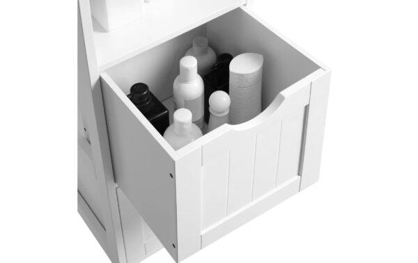 1375228_3 - Mediatech Vasagle Schrank Landhausstil, Weiss MDF, 30x30x141.5 cm, Traglast max. 15 kg