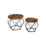 Vasagle Beistelltisch, 2er Set,Holz, Metall 50x40cm & 40x36 cm, Traglast max. 20 kg